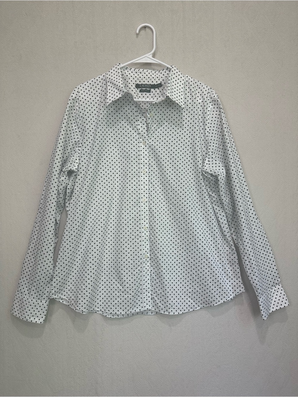 Lauren Ralph Lauren White Shirt with Black Polka Dots Sz XXL Black Label Office